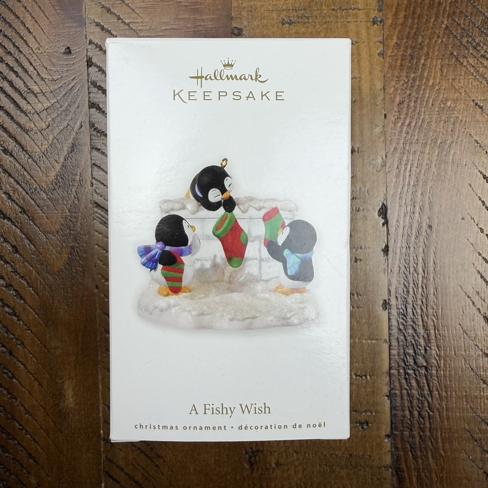 Hallmark Keepsake Ornament A Fishy Wish 2010 Penguins Hanging Stockings